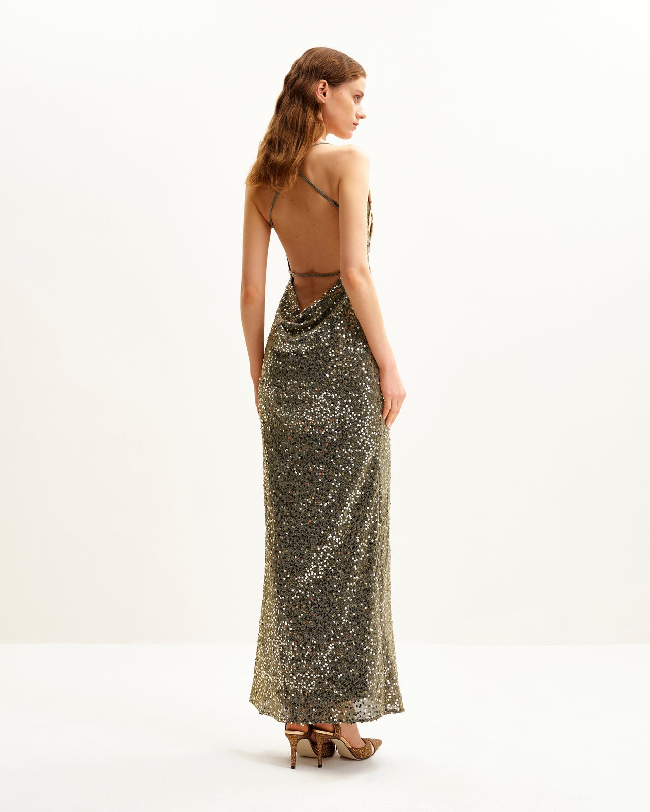 Araminta Paillettenkleid mit floralen Details - Gold