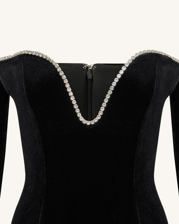 Allison Abendkleid mit schulterfreiem Schnitt - Schwarz