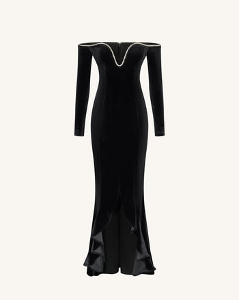 Allison Abendkleid mit schulterfreiem Schnitt - Schwarz