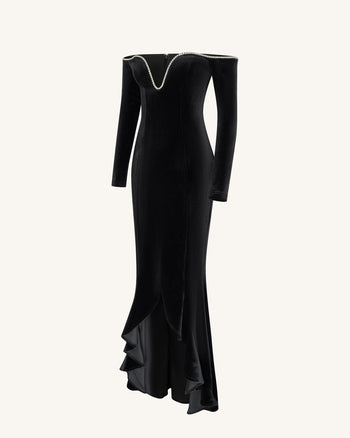 Allison Abendkleid mit schulterfreiem Schnitt - Schwarz