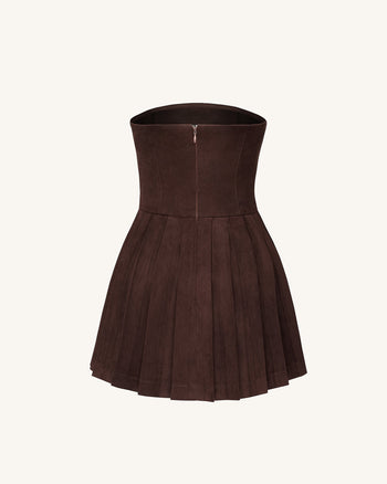 Ellie Plissiertes Samtkleid - Schokoladenbraun