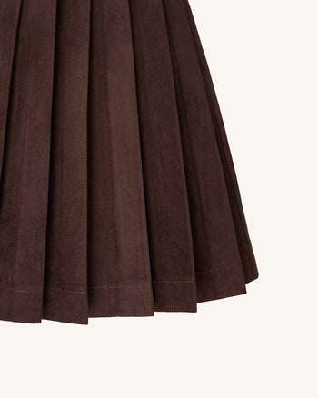 Ellie Plissiertes Samtkleid - Schokoladenbraun