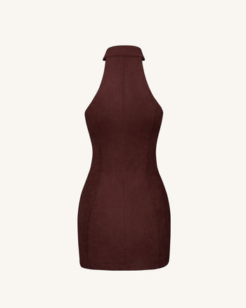 Ruby Neckholder-Minikleid mit Reißverschluss - Kaffee-Rot