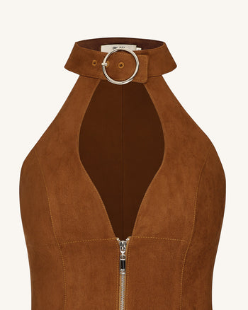 Ruby Neckholder-Minikleid mit Reißverschluss - Braun