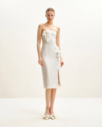 Petal Perfection Cocktailkleid - Weiß