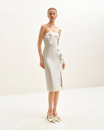 Petal Perfection Cocktailkleid - Weiß