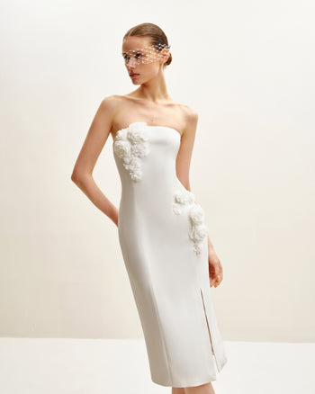Petal Perfection Cocktailkleid - Weiß