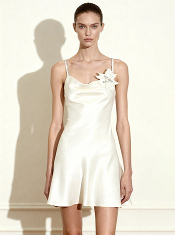 Crystal Flora Slipkleid – Weiß