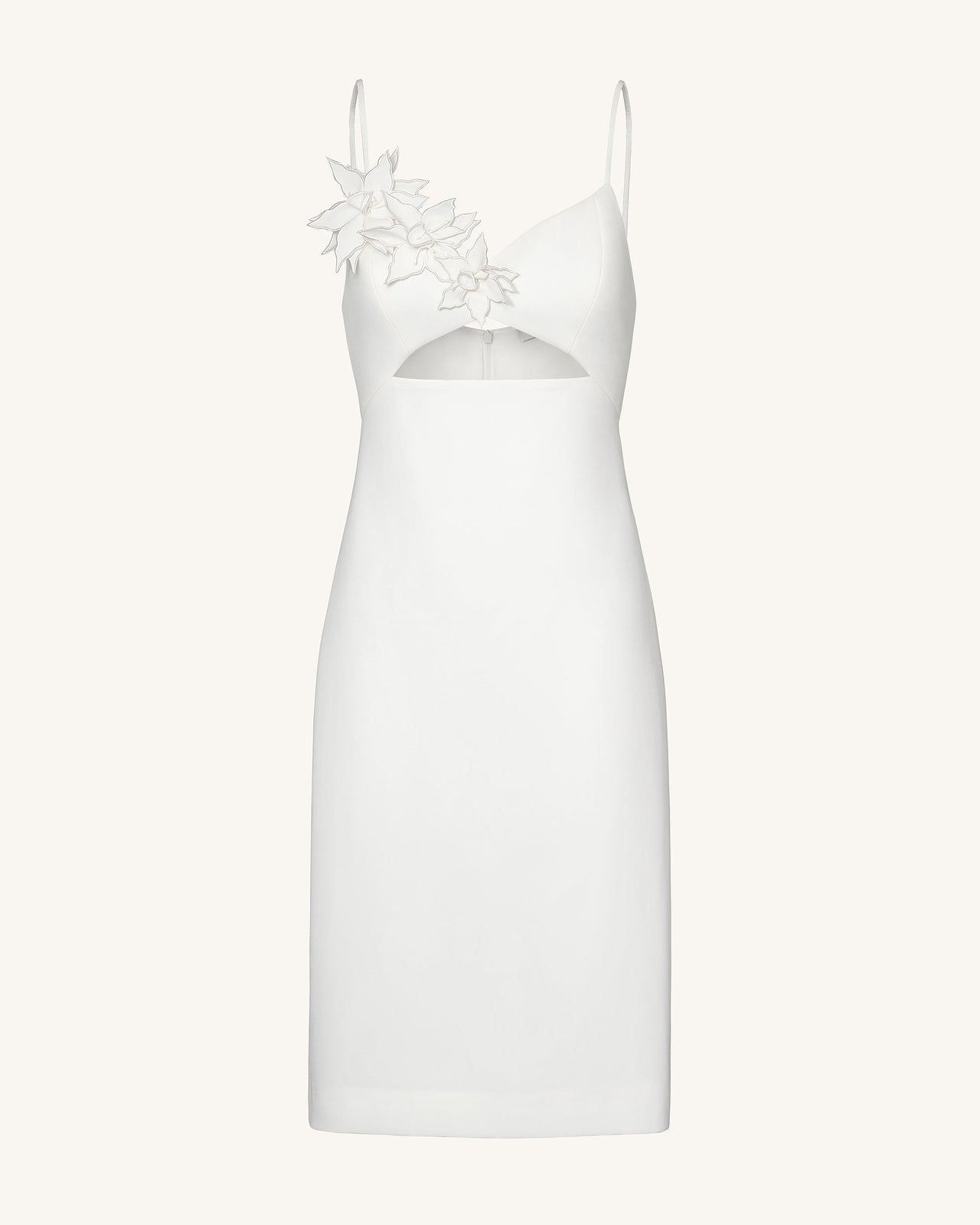 Bloom-Cut Kontur Kleid - Weiß