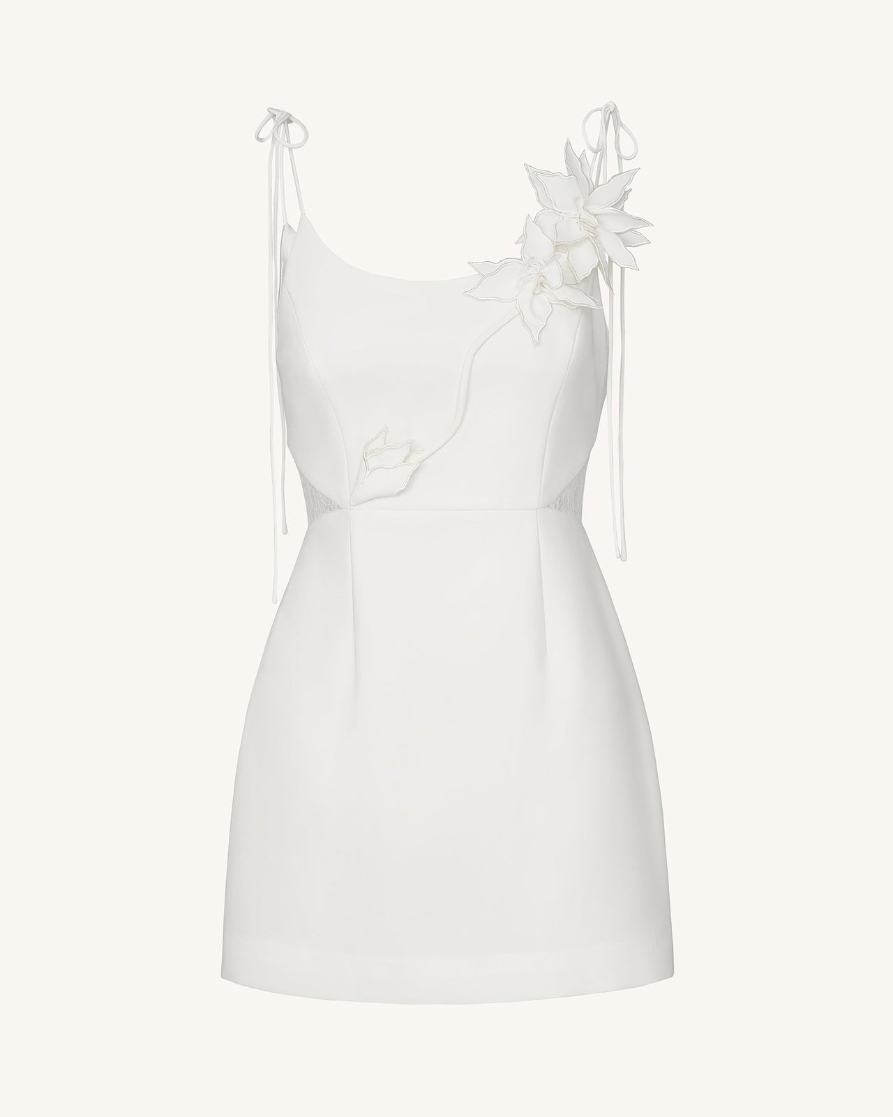 Floral Vine Tie Kleid - Weiß