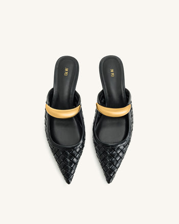 Helena Geflochtene Pierced Mules - Schwarz