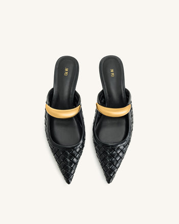Helena Geflochtene Pierced Mules - Schwarz