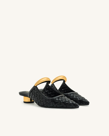 Helena Geflochtene Pierced Mules - Schwarz