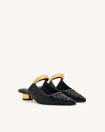 Helena Geflochtene Pierced Mules - Schwarz