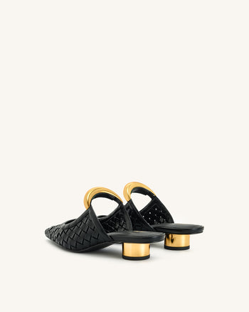 Helena Geflochtene Pierced Mules - Schwarz