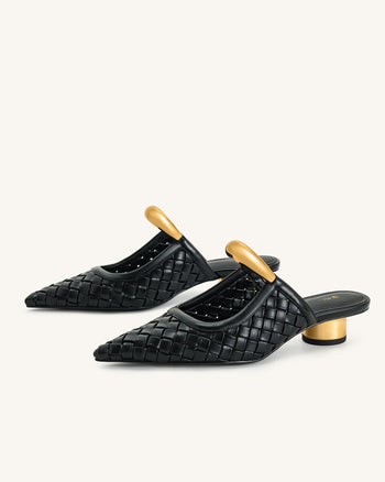 Helena Geflochtene Pierced Mules - Schwarz