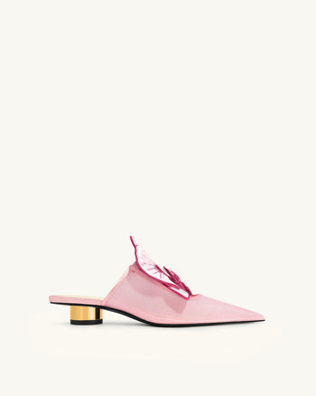 Helena Bestickte Mules mit Durchbrüchen - Rosa