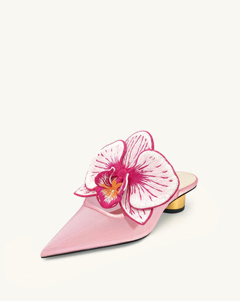 Helena Bestickte Mules mit Durchbrüchen - Rosa