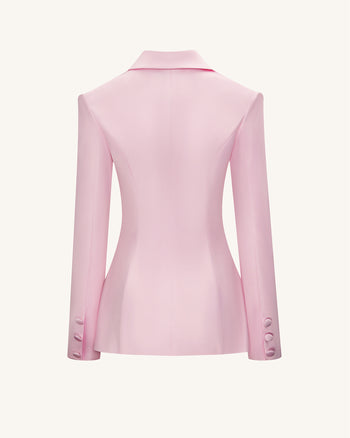 Lily Satin-Doppelreihiger Blazeranzug - Rosa