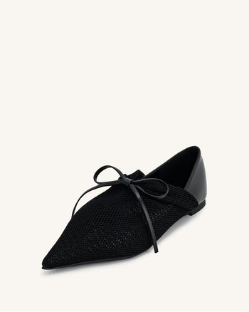 Reilly Fishnet Ballerina Flats - Schwarz