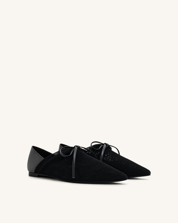 Reilly Fishnet Ballerina Flats - Schwarz