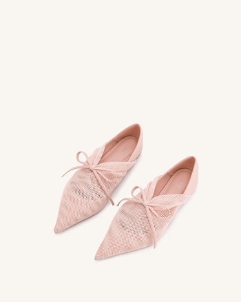Reilly Fishnet Ballerina Flats - Rosa Beige