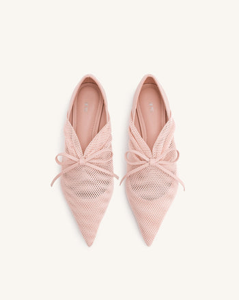 Reilly Fishnet Ballerina Flats - Rosa Beige