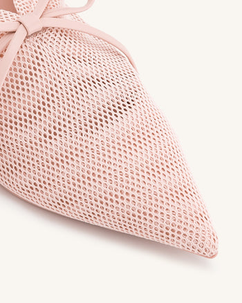 Reilly Fishnet Ballerina Flats - Rosa Beige