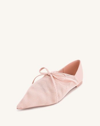 Reilly Fishnet Ballerina Flats - Rosa Beige