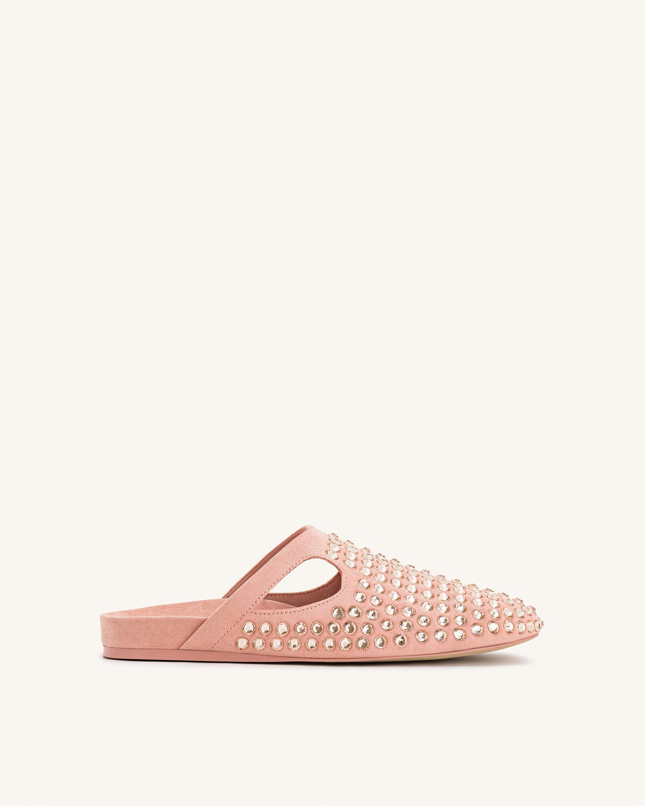 Athena Flache Mules mit künstlichen Kristallen - Rosa Beige