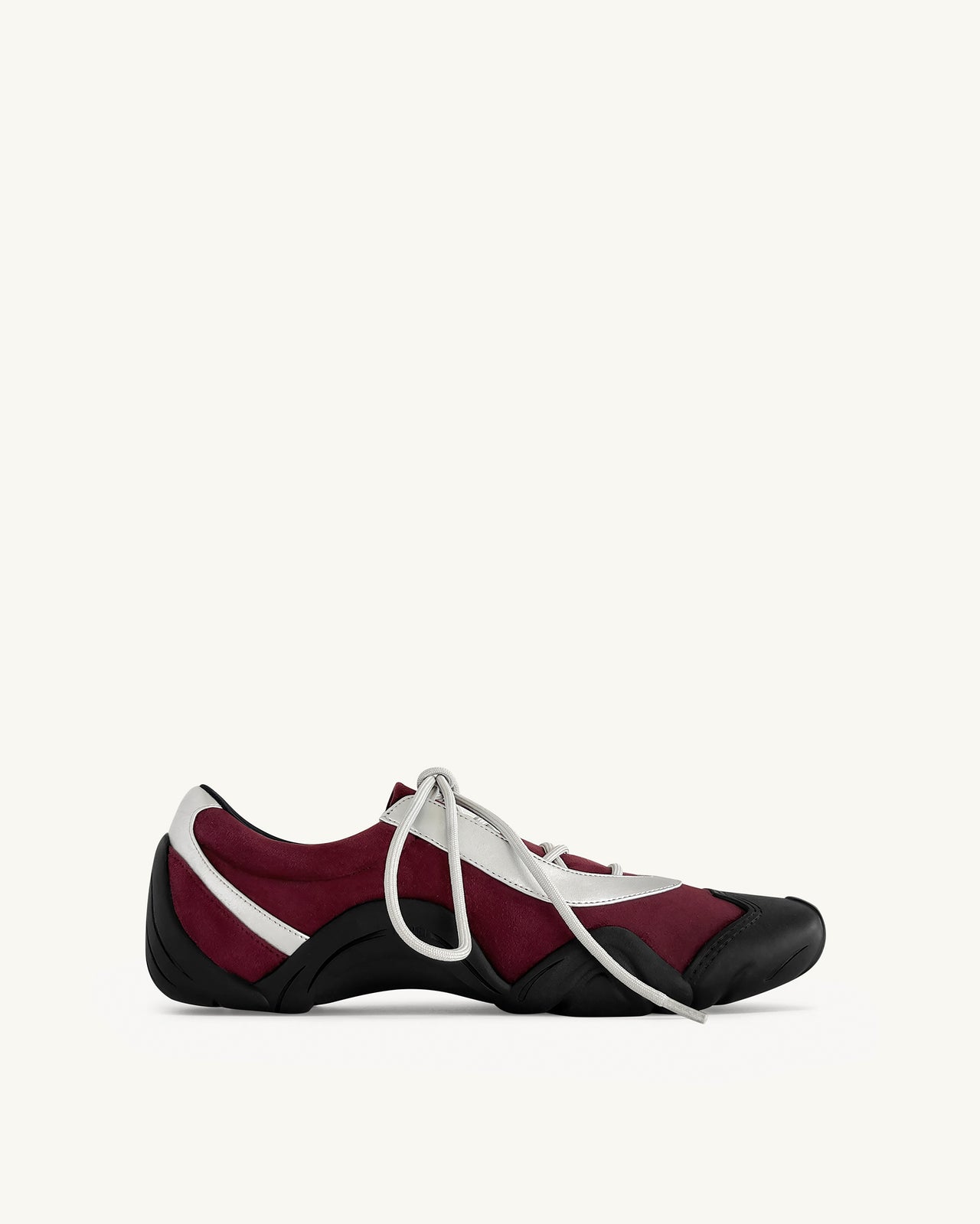 Caitlin Kunstwildleder-Schnürballerina-Sneaker - Bordeaux & Hellgrau