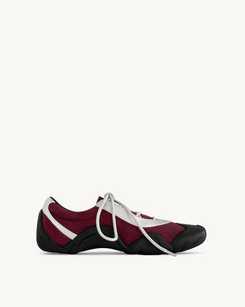 Caitlin Kunstwildleder-Schnürballerina-Sneaker - Bordeaux & Hellgrau