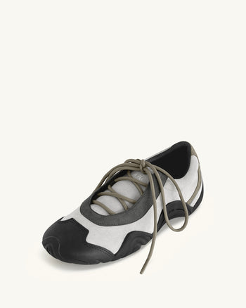 Caitlin Kunstwildleder-Schnürballerina-Sneaker - Grau-Mix