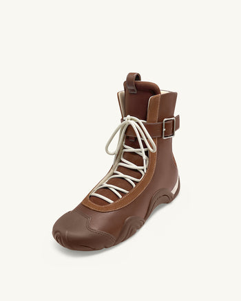 Caitlin Schnür-High-Top-Stiefel - Kastanienbraun