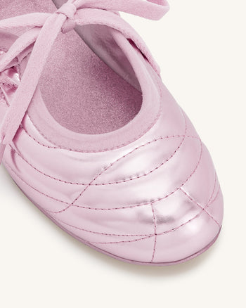 Erika Topstitching Lace-Up Ballerinas - Rosa