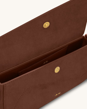 Addisyn Schultertasche mit Veloursleder Panel - Mokka Braun