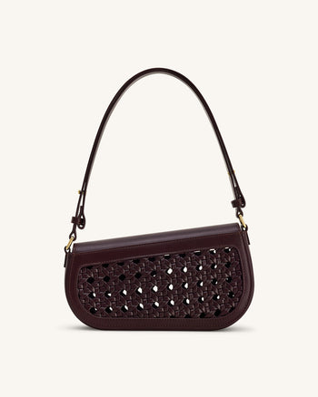Addisyn Schultertasche mit gewebtem Panel - Bordeaux