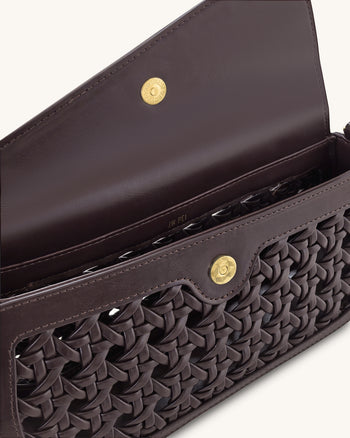 Addisyn Schultertasche mit gewebtem Panel - Bordeaux