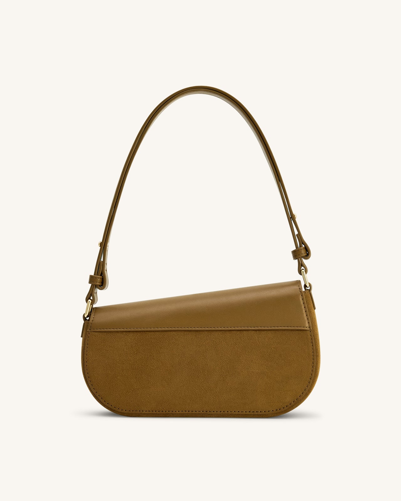 Addisyn Schultertasche mit Veloursleder-Panel - Oliv