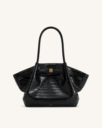 Hana Medium Tote Bag – Schwarzes Krokodil