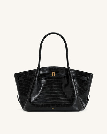 Hana Medium Tote Bag – Schwarzes Krokodil