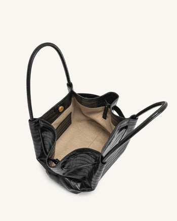 Hana Medium Tote Bag – Schwarzes Krokodil