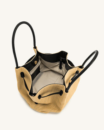 Hana Mittelgroße Kunststroh-Tote – Braun