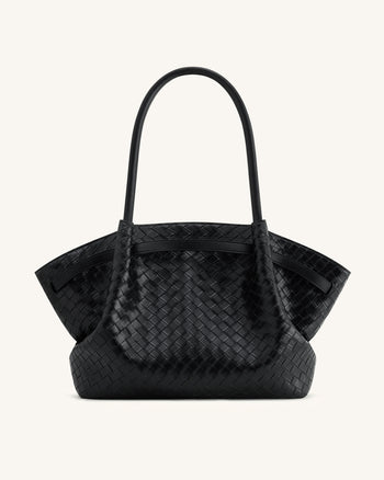 Hana Große Tasche mit Webstruktur - Schwarz