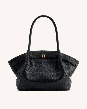Hana Große Tasche mit Webstruktur - Schwarz