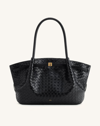 Hana Große Tasche mit Webstruktur - Schwarz