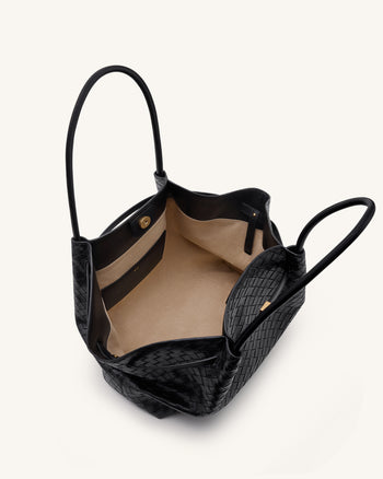 Hana Große Tasche mit Webstruktur - Schwarz