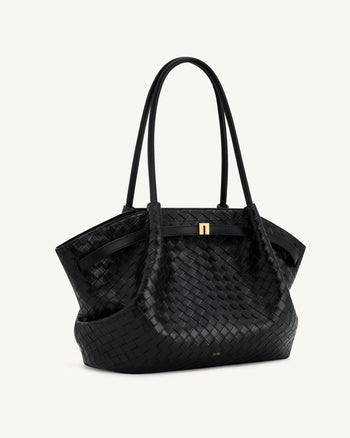 Hana Große Tasche mit Webstruktur - Schwarz