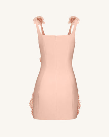 Elaina Mini-Kleid mit rosafarbener Rosetten-Applikation - Aprikose