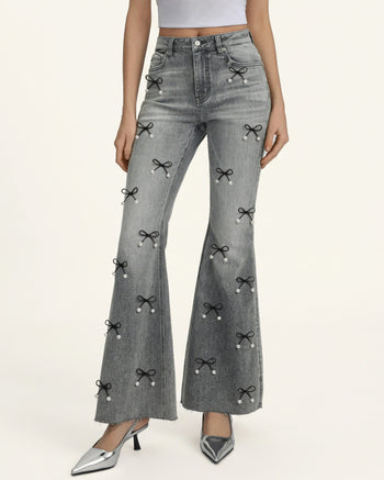 Pearl Boogie Child Jeans mit Fransen und Schleifen-Akzent - Smoke and Mirrors